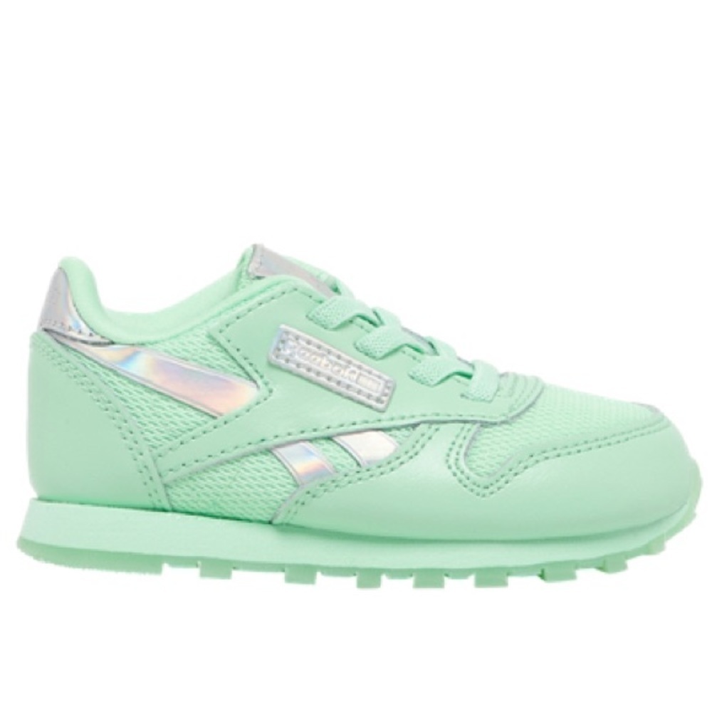 Reebok Toddler Girls Mint/Silver Classic Leather Running Sneaker Shoes Size 5 US